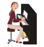 ピアノを楽しむ女性のイラスト